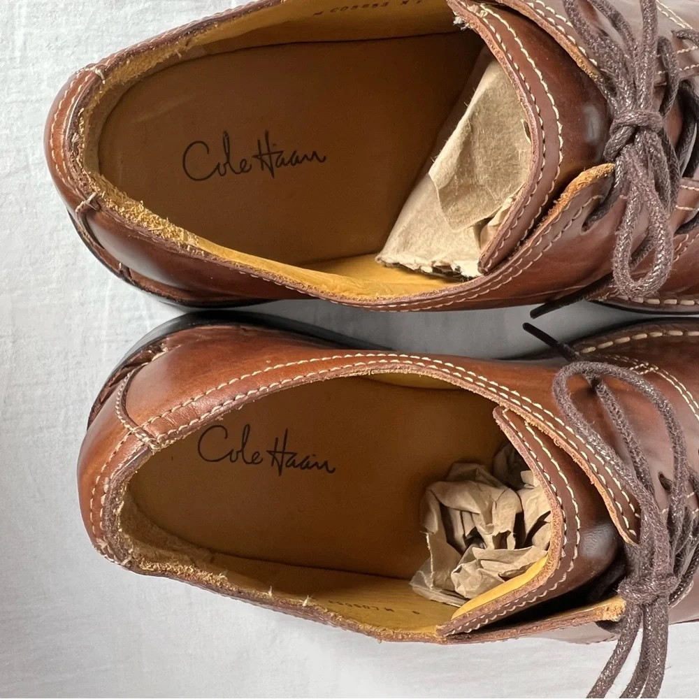 Cole Haan Brown Oxford Lace Up Leather Dress Shoes Size 9 US GUC